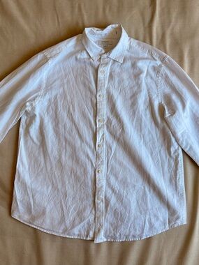 Banana Republic White SLIM-FIT LINEN-BLEND Button-Down